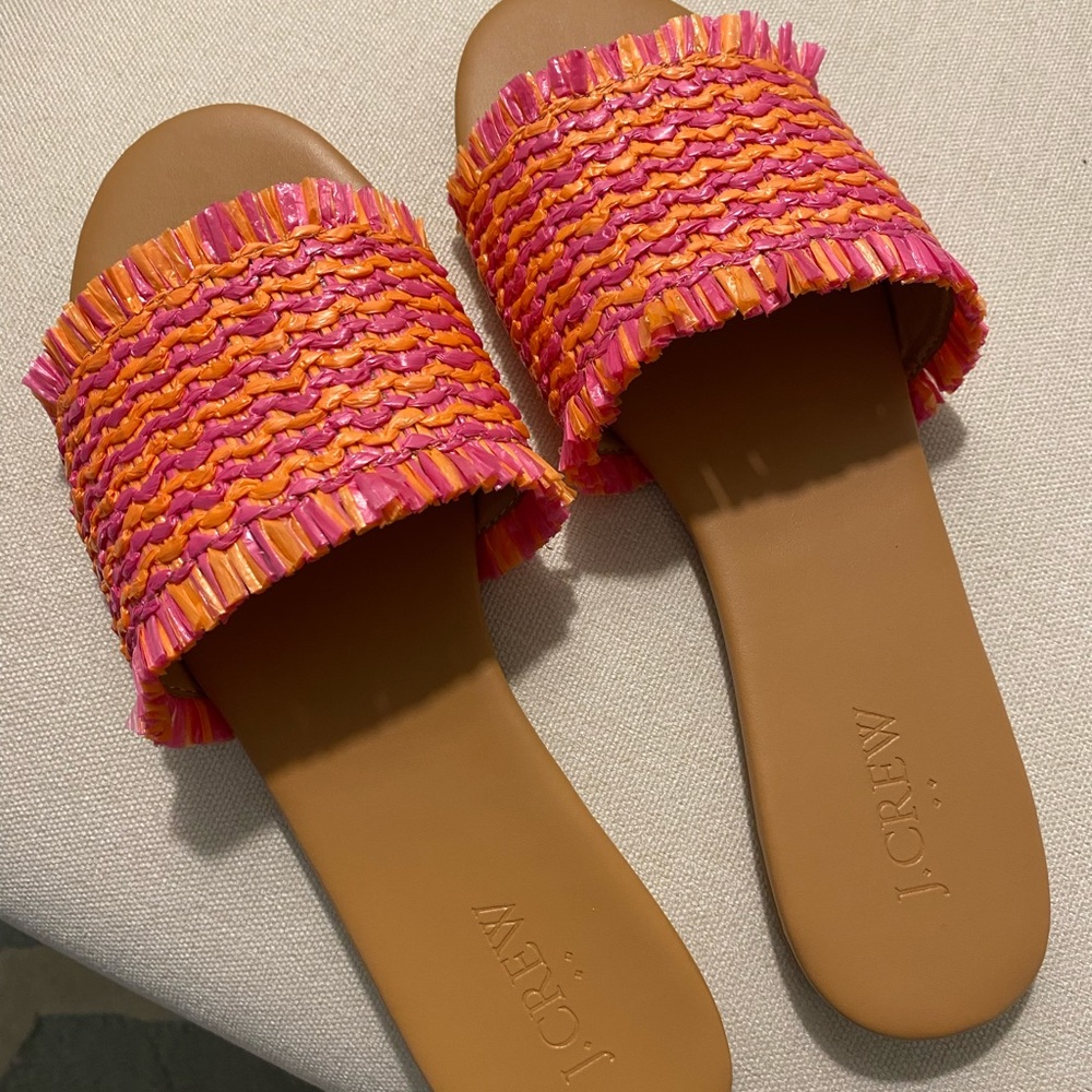 Raffia slide sandals 7.5 never worn